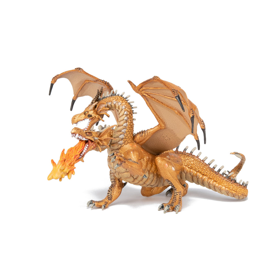 Figurine Dragon deux têtes or Papo en PVC, Collection Fantastique, jouet éducatif idéal pour enfants et collectionneurs