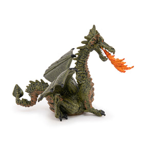 Figurine Dragon ailé vert avec flamme Papo en PVC, Collection Monde enchanté, jouet éducatif idéal pour enfants