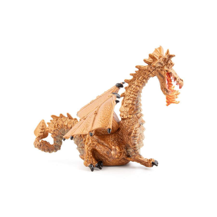 Figurine Dragon or avec flamme Papo en PVC, Collection Monde enchanté, jouet éducatif idéal pour enfants