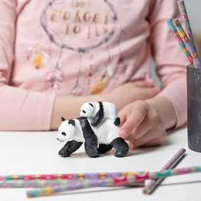 Panda et son bébé Papo en PVC, Collection Animaux sauvages, jouet éducatif idéal pour enfants et collectionneurs