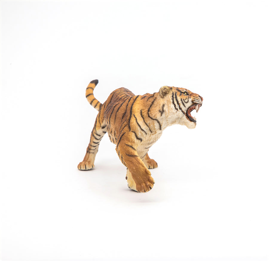 Figurine Tigre rugissant Papo en PVC, thème félins, Collection Animaux sauvages, jouet éducatif idéal pour enfants et collectionneurs