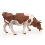 Figurine Vache simmental broutant Papo en PVC, Collection Vie à la ferme, jouet éducatif idéal pour enfants et collectionneurs