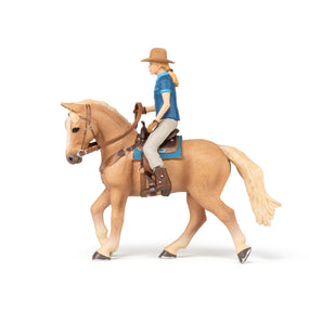Figurine Cheval western et sa cavalière Papo en PVC, Collection chevaux, jouet éducatif idéal pour enfants et collectionneurs